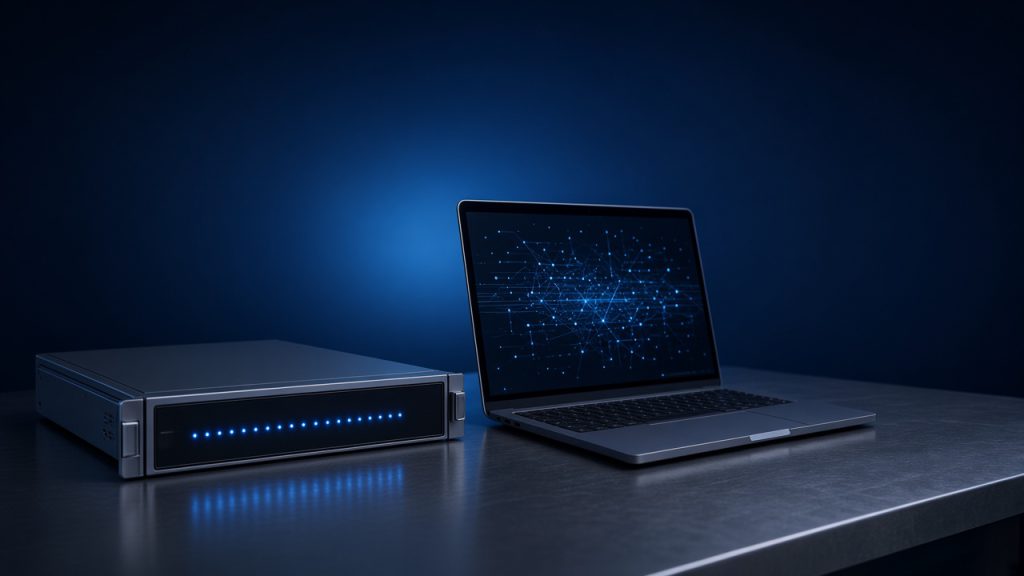 سرور MQTT و لپ‌تاپ مانیتورینگ